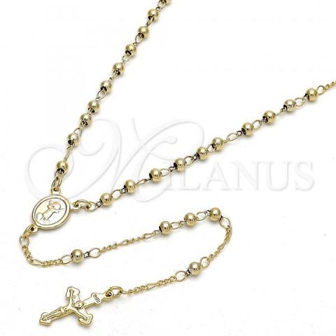 Oro Laminado Thin Rosary, Gold Filled Style Divino Niño and Crucifix Design, Polished, Golden Finish, 09.118.0008.18