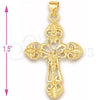 Oro Laminado Religious Pendant, Gold Filled Style Crucifix Design, Golden Finish, 5.192.024