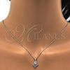 Sterling Silver Earring and Pendant Adult Set, Heart and Teardrop Design, with White Micro Pave, Polished, Rhodium Finish, 10.174.0182