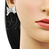 Rhodium Plated Stud Earring, Bow Design, Polished, Rhodium Finish, 02.341.0193.1