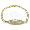 Oro Laminado Fancy Bracelet, Gold Filled Style Elephant and Owl Design, Polished, Tricolor, 03.351.0049.07