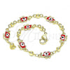 Oro Laminado Fancy Bracelet, Gold Filled Style Elephant Design, Red Enamel Finish, Golden Finish, 03.213.0141.08