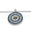 Sterling Silver Pendant Necklace, with Multicolor Micro Pave, Polished, Rhodium Finish, 04.336.0074.16