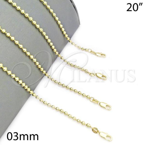 Oro Laminado Basic Necklace, Gold Filled Style Diamond Cutting Finish, Golden Finish, 04.213.0137.20