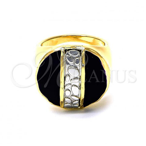 Oro Laminado Mens Ring, Gold Filled Style Purple Enamel Finish, Two Tone, 01.91.0031.07 (Size 7)