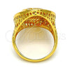 Oro Laminado Multi Stone Ring, Gold Filled Style with White Crystal, Polished, Golden Finish, 01.118.0027.08 (Size 8)