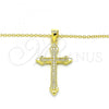 Sterling Silver Pendant Necklace, Cross Design, with White Cubic Zirconia, Polished, Golden Finish, 04.336.0124.2.16