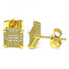 Oro Laminado Stud Earring, Gold Filled Style with White Cubic Zirconia, Polished, Golden Finish, 02.344.0048