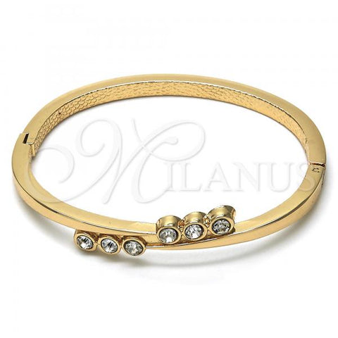 Oro Laminado Individual Bangle, Gold Filled Style with White Crystal, Polished, Golden Finish, 07.307.0013.04 (04 MM Thickness, Size 4 - 2.25 Diameter)