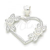 Sterling Silver Fancy Pendant, Heart and Flower Design, Polished,, 05.398.0017