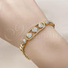 Oro Laminado Fancy Bracelet, Gold Filled Style Heart Design, with White Cubic Zirconia, Polished, Golden Finish, 03.283.0451.07