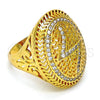 Oro Laminado Multi Stone Ring, Gold Filled Style with White Crystal, Polished, Golden Finish, 01.118.0031 .07 (Size 7)