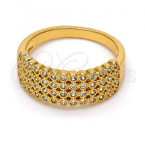 Oro Laminado Multi Stone Ring, Gold Filled Style with White Cubic Zirconia, Polished, Golden Finish, 01.260.0002.07.GT (Size 7)