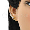 Oro Laminado Earcuff Earring, Gold Filled Style with White Cubic Zirconia, Polished, Golden Finish, 02.210.0695