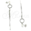 Sterling Silver Long Earring, with White Cubic Zirconia, Polished, Rhodium Finish, 02.186.0197