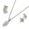 Sterling Silver Earring and Pendant Adult Set, Butterfly Design, with White Micro Pave, Polished, Rhodium Finish, 10.174.0191