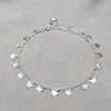 Sterling Silver Fancy Anklet, Butterfly Design, Polished, Silver Finish, 03.409.0058.10