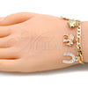 Oro Laminado Charm Bracelet, Gold Filled Style Heart and Elephant Design, Polished, Tricolor, 03.351.0105.08