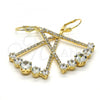 Oro Laminado Dangle Earring, Gold Filled Style with White Cubic Zirconia and White Crystal, Polished, Golden Finish, 02.268.0041