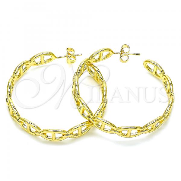 Oro Laminado Stud Earring, Gold Filled Style Puff Mariner Design, Polished, Golden Finish, 02.163.0154.40