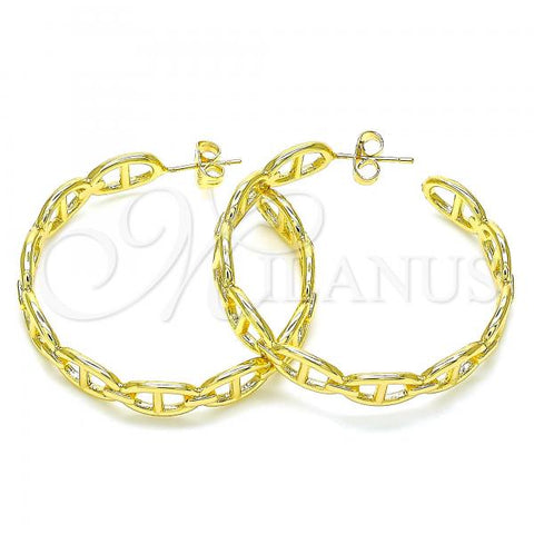 Oro Laminado Stud Earring, Gold Filled Style Puff Mariner Design, Polished, Golden Finish, 02.163.0154.40