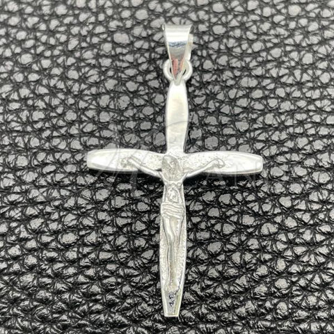 Sterling Silver Religious Pendant, Crucifix Design, Polished, Silver Finish, 05.392.0031