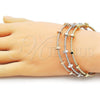Oro Laminado Trio Bangle, Gold Filled Style Diamond Cutting Finish, Tricolor, 07.282.0021