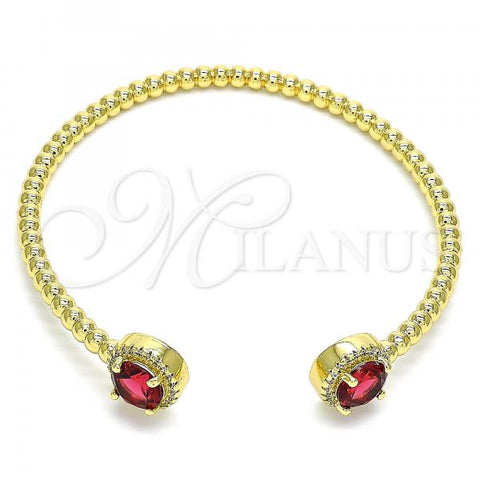Oro Laminado Individual Bangle, Gold Filled Style with Garnet Cubic Zirconia and White Micro Pave, Polished, Golden Finish, 07.341.0019.2