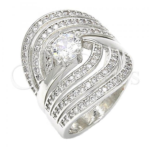 Rhodium Plated Wedding Ring, Duo Design, with White Cubic Zirconia, Polished, Rhodium Finish, 01.99.0080.1.07 (Size 7)