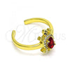 Oro Laminado Multi Stone Ring, Gold Filled Style Turtle Design, with Garnet Cubic Zirconia and White Micro Pave, Polished, Golden Finish, 01.341.0077.2