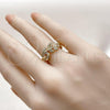 Oro Laminado Multi Stone Ring, Gold Filled Style Leaf and Baguette Design, with White Cubic Zirconia and White Micro Pave, Polished, Golden Finish, 01.266.0061
