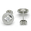 Sterling Silver Stud Earring, with White Cubic Zirconia and White Crystal, Polished, Rhodium Finish, 02.285.0090