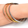 Stainless Steel Trio Bangle, Leaf Design, Polished, Tricolor, 07.244.0002.06 (05 MM Thickness, Size 6 - 2.75 Diameter)