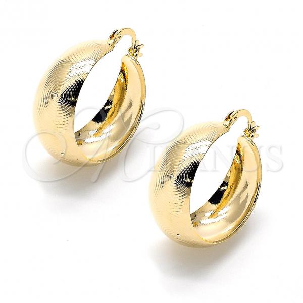 Oro Laminado Medium Hoop, Gold Filled Style Spiral Design, Diamond Cutting Finish, Golden Finish, 5.150.016.30