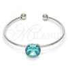 Rhodium Plated Individual Bangle, with Light Turquoise Swarovski Crystals, Polished, Rhodium Finish, 07.239.0010.3 (02 MM Thickness, One size fits all)
