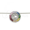 Rhodium Plated Pendant Necklace, Initials Design, with Multicolor Cubic Zirconia, Polished, Rhodium Finish, 04.210.0016.3.20