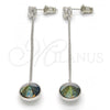 Rhodium Plated Long Earring, with Black Diamond Swarovski Crystals and White Cubic Zirconia, Polished, Rhodium Finish, 02.239.0024.2