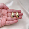 Oro Laminado Stud Earring, Gold Filled Style Chunky Design, Polished, Golden Finish, 02.122.0122