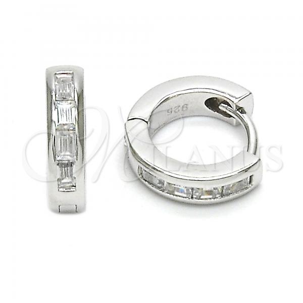 Sterling Silver Huggie Hoop, Polished, Rhodium Finish, 02.174.0070.10