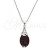 Rhodium Plated Pendant Necklace, Pave Mariner Design, with Amethyst Swarovski Crystals, Polished, Rhodium Finish, 04.239.0025.3.16