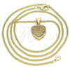 Oro Laminado Pendant Necklace, Gold Filled Style Heart Design, with Ruby Micro Pave, Polished, Golden Finish, 04.156.0327.1.20