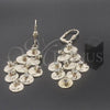 Oro Laminado Chandelier Earring, Gold Filled Style with White Cubic Zirconia, Polished, Golden Finish, 5.094.005
