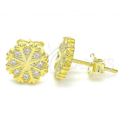 Sterling Silver Stud Earring, with White Micro Pave, Polished, Golden Finish, 02.336.0036.2
