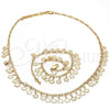 Oro Laminado Necklace and Bracelet, Gold Filled Style Flower Design, Polished, Golden Finish, 06.105.0010