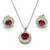 Sterling Silver Earring and Pendant Adult Set, with Garnet and White Cubic Zirconia, Polished, Rhodium Finish, 10.286.0024.3
