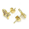 Oro Laminado Stud Earring, Gold Filled Style Butterfly Design, with Ruby Micro Pave, Polished, Golden Finish, 02.156.0443.1