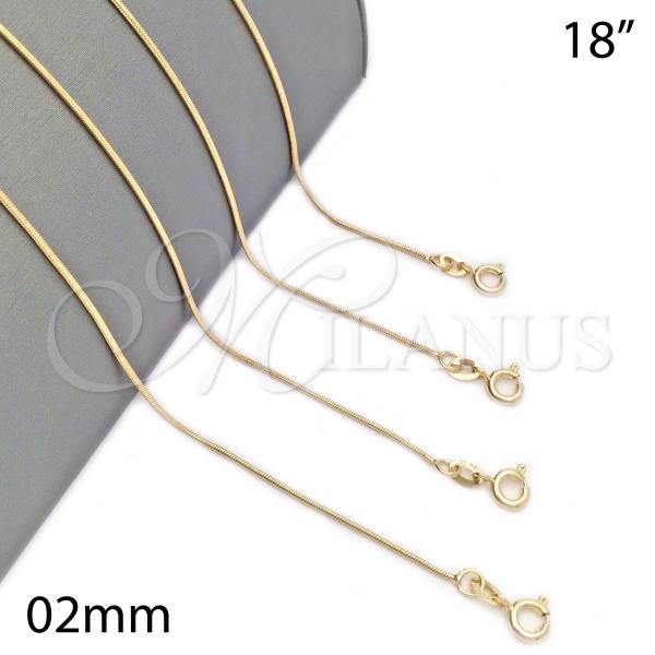 Oro Laminado Basic Necklace, Gold Filled Style Polished, Golden Finish, 04.58.0009.18