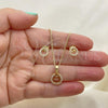 Oro Laminado Necklace and Earring, Gold Filled Style with White Crystal, Polished, Golden Finish, 10.156.0060.1