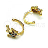 Oro Laminado Earcuff Earring, Gold Filled Style Crown Design, with Multicolor Micro Pave, Polished, Golden Finish, 02.210.0686.1