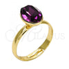 Oro Laminado Multi Stone Ring, Gold Filled Style with Amethyst Cubic Zirconia, Polished, Golden Finish, 01.239.0004.7 (One size fits all)